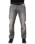GF Ferre Gray Washed Mid Waist Straight Men Denim Trouser Jeans