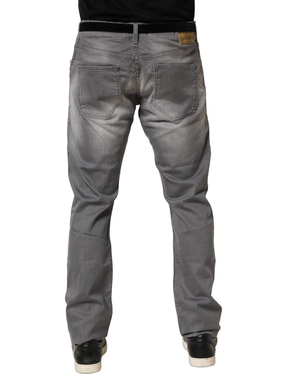 GF Ferre Gray Washed Mid Waist Straight Men Denim Trouser Jeans