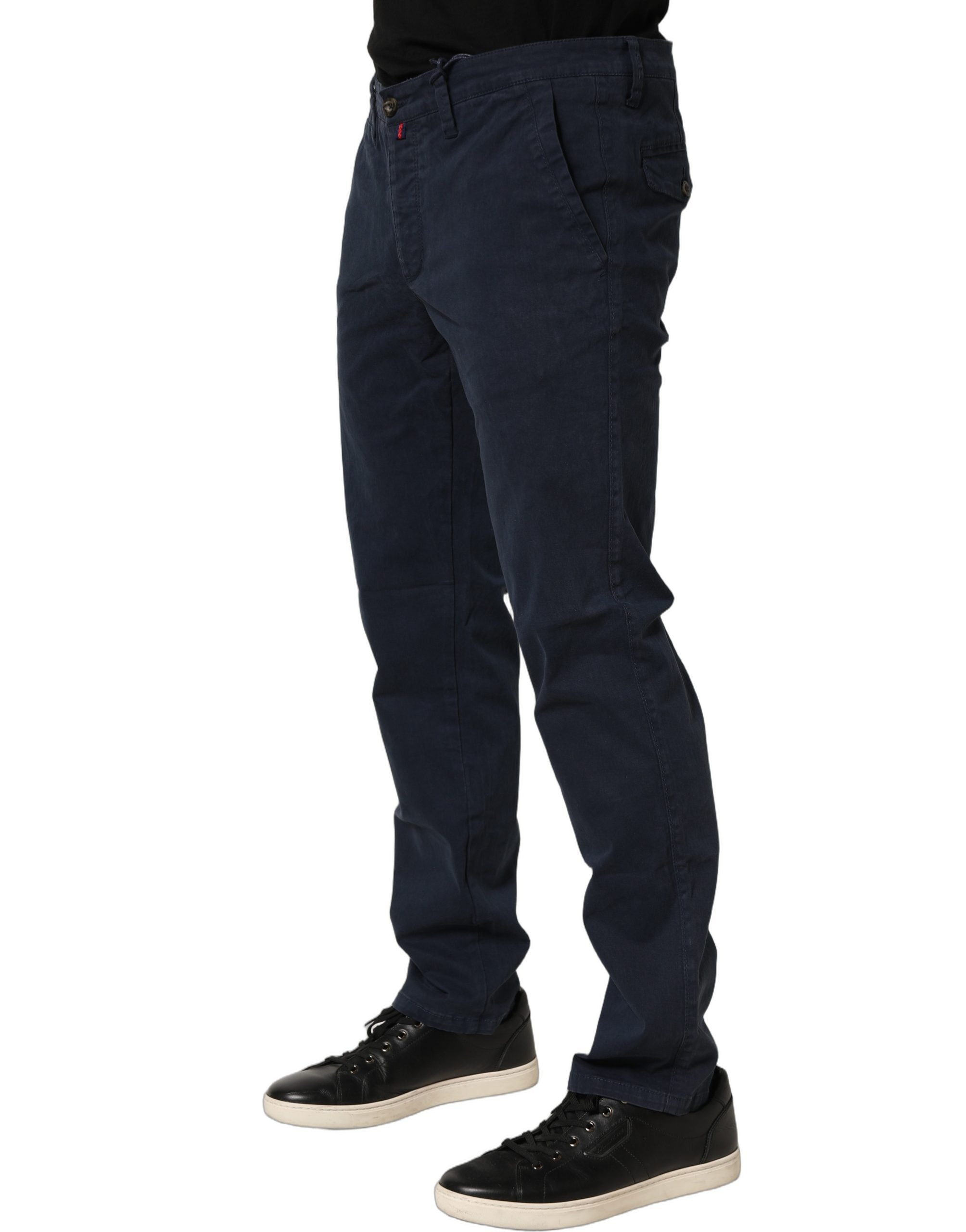 Domenico Tagliente Navy Blue Skinny Chino Mid Waist Men Pants