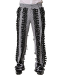 Dolce & Gabbana BlackGray Pinstripe Embellished Trouser Pants