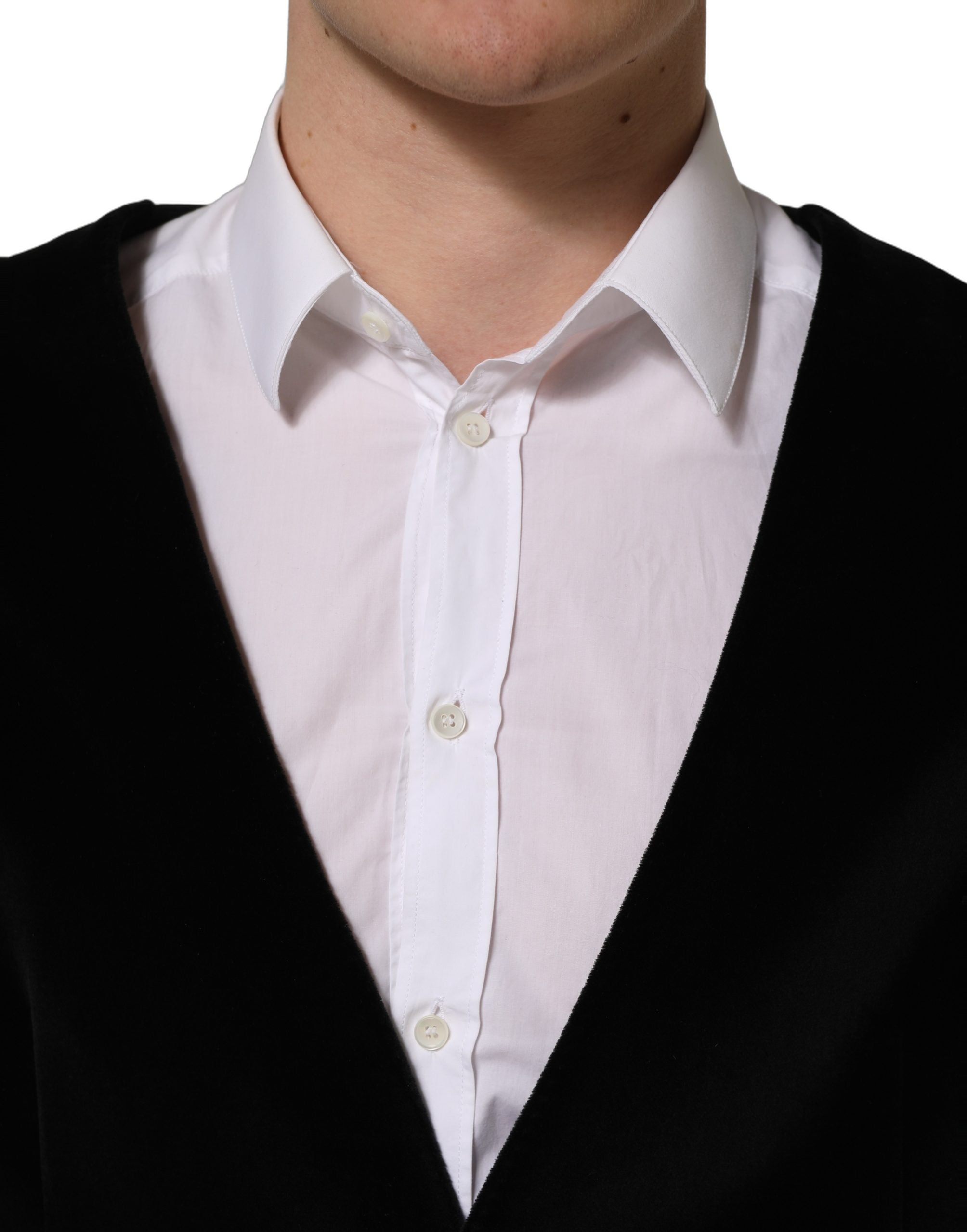 Dolce & Gabbana Black Cotton SingleBreasted Waistcoat Vest