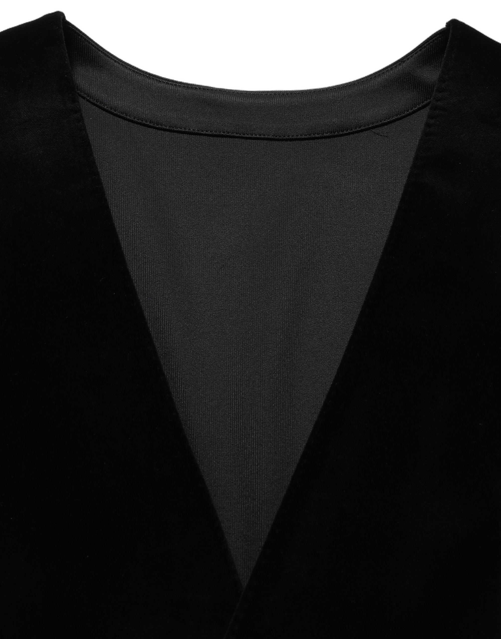 Dolce & Gabbana Black Cotton SingleBreasted Waistcoat Vest