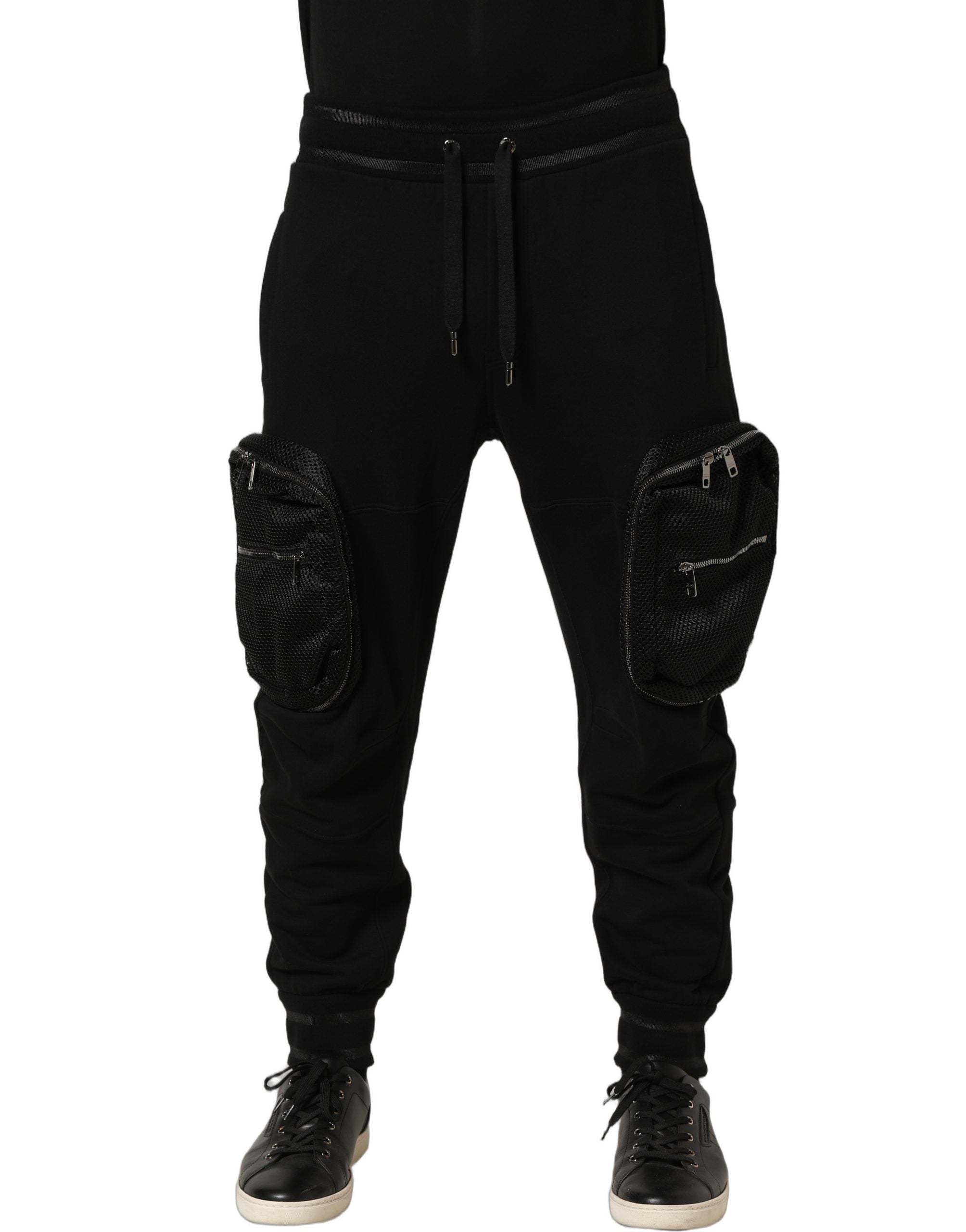 Dolce & Gabbana Black Mid Waist Cargo Jogger Sweatpants Pants