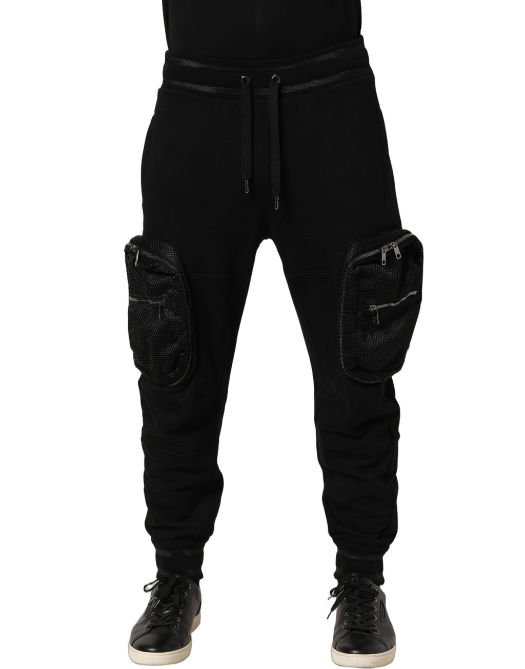 Dolce & Gabbana Black Mid Waist Cargo Jogger Sweatpants Pants