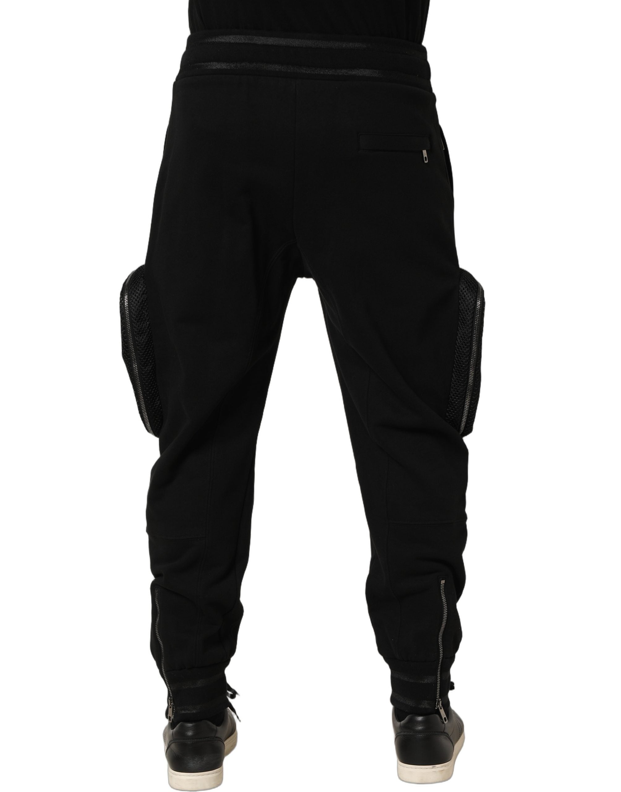Dolce & Gabbana Black Mid Waist Cargo Jogger Sweatpants Pants