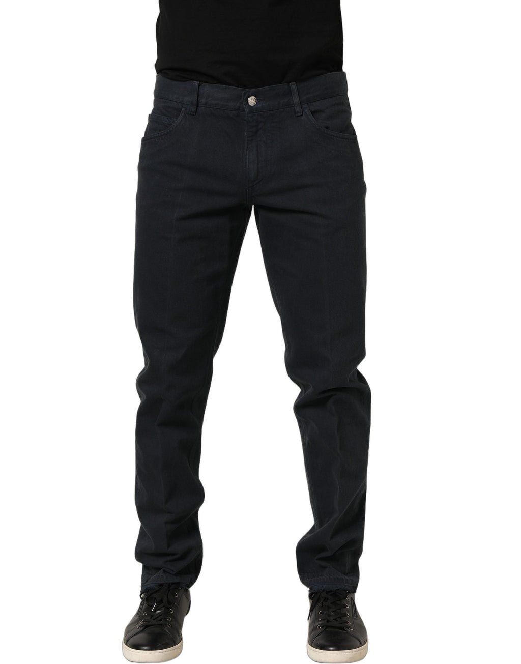 Dolce & Gabbana Black Cotton Mid Waist Skinny Men Denim Jeans