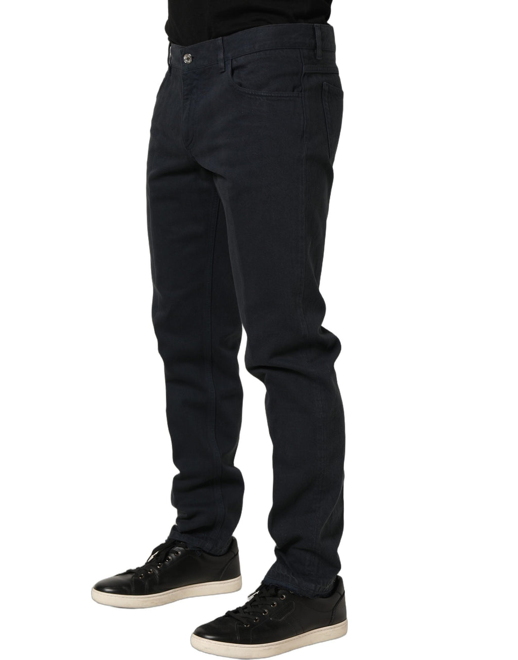 Dolce & Gabbana Black Cotton Mid Waist Skinny Men Denim Jeans