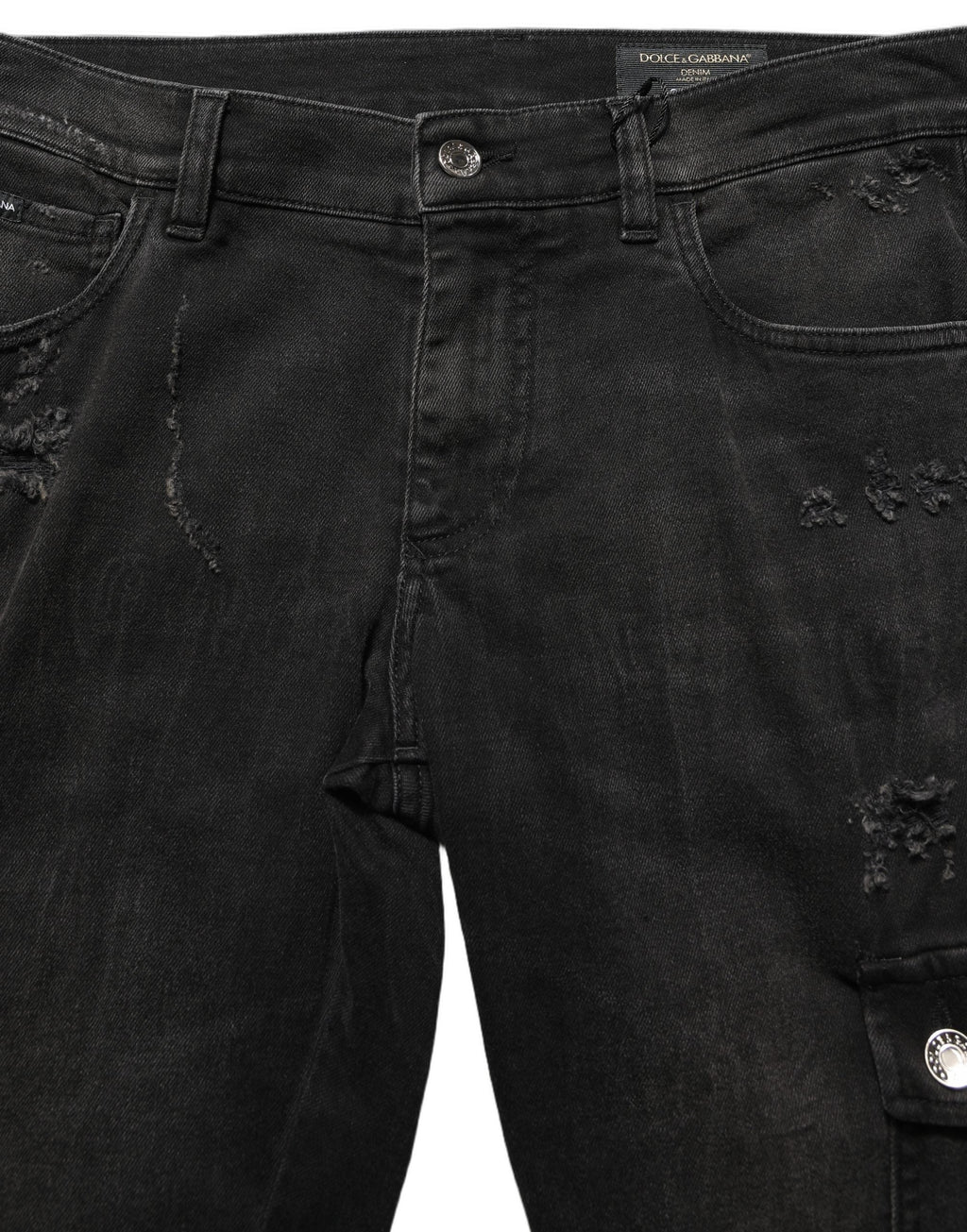 Dolce & Gabbana Black Distressed Cargo Cotton Men Denim Jeans