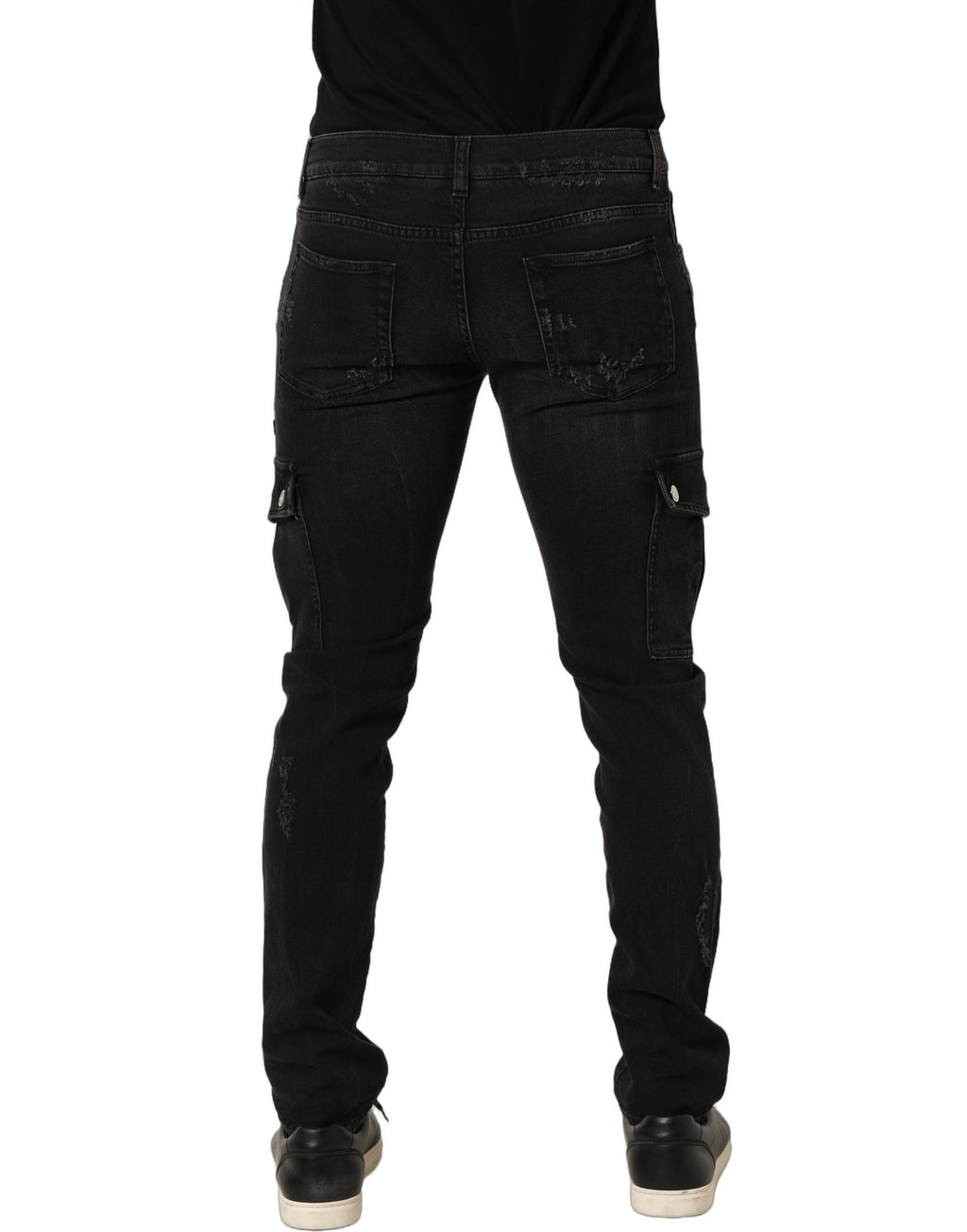 Dolce & Gabbana Black Distressed Cargo Cotton Men Denim Jeans