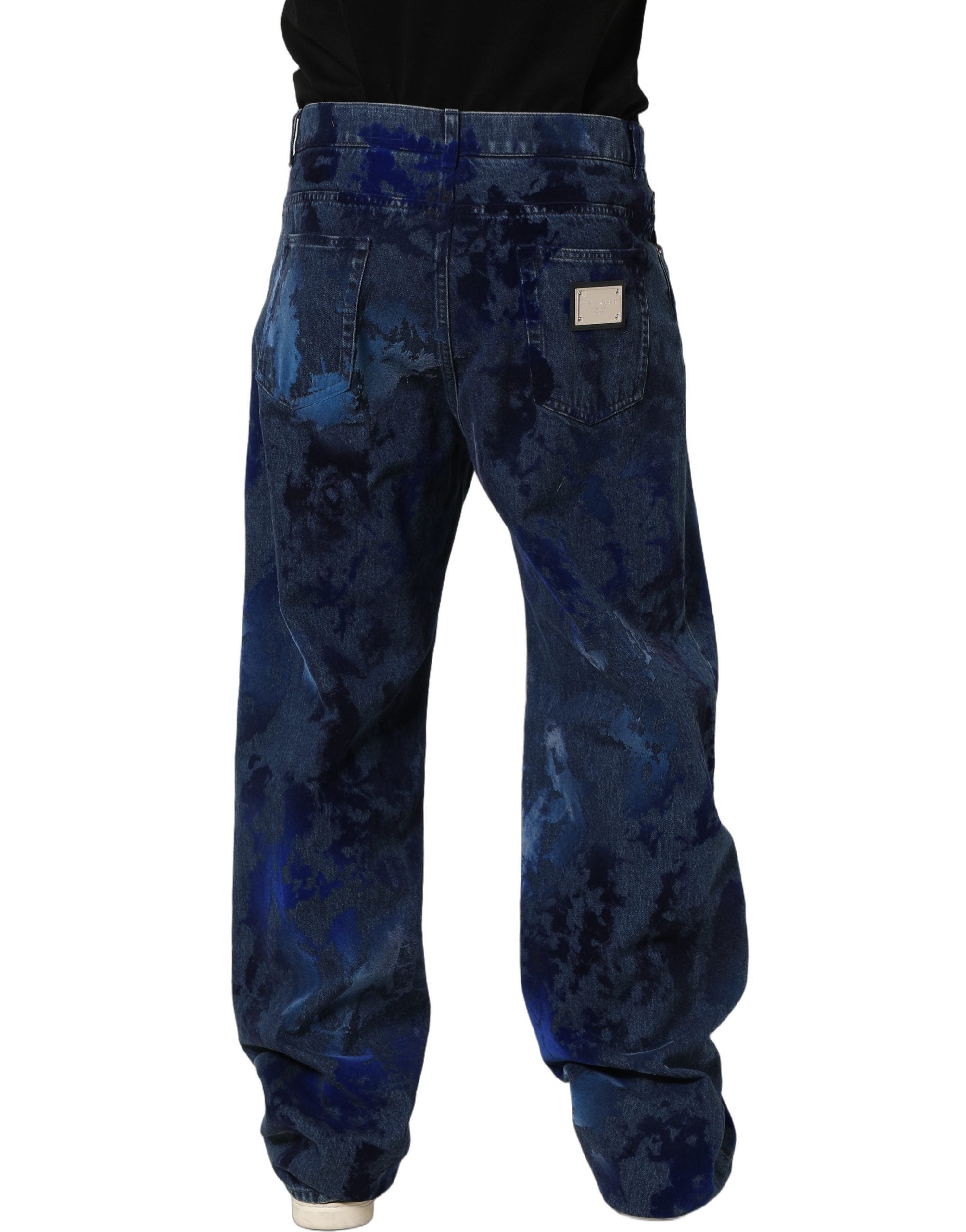 Dolce & Gabbana Blue Tie Dye Cotton Men Straight Denim Jeans