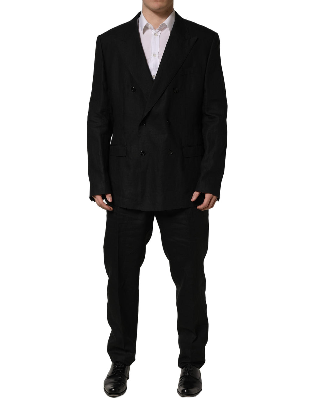 Dolce & Gabbana Black Linen Slim Fit Formal 2 Piece Suit