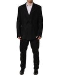 Dolce & Gabbana Black Linen Slim Fit Formal 2 Piece Suit