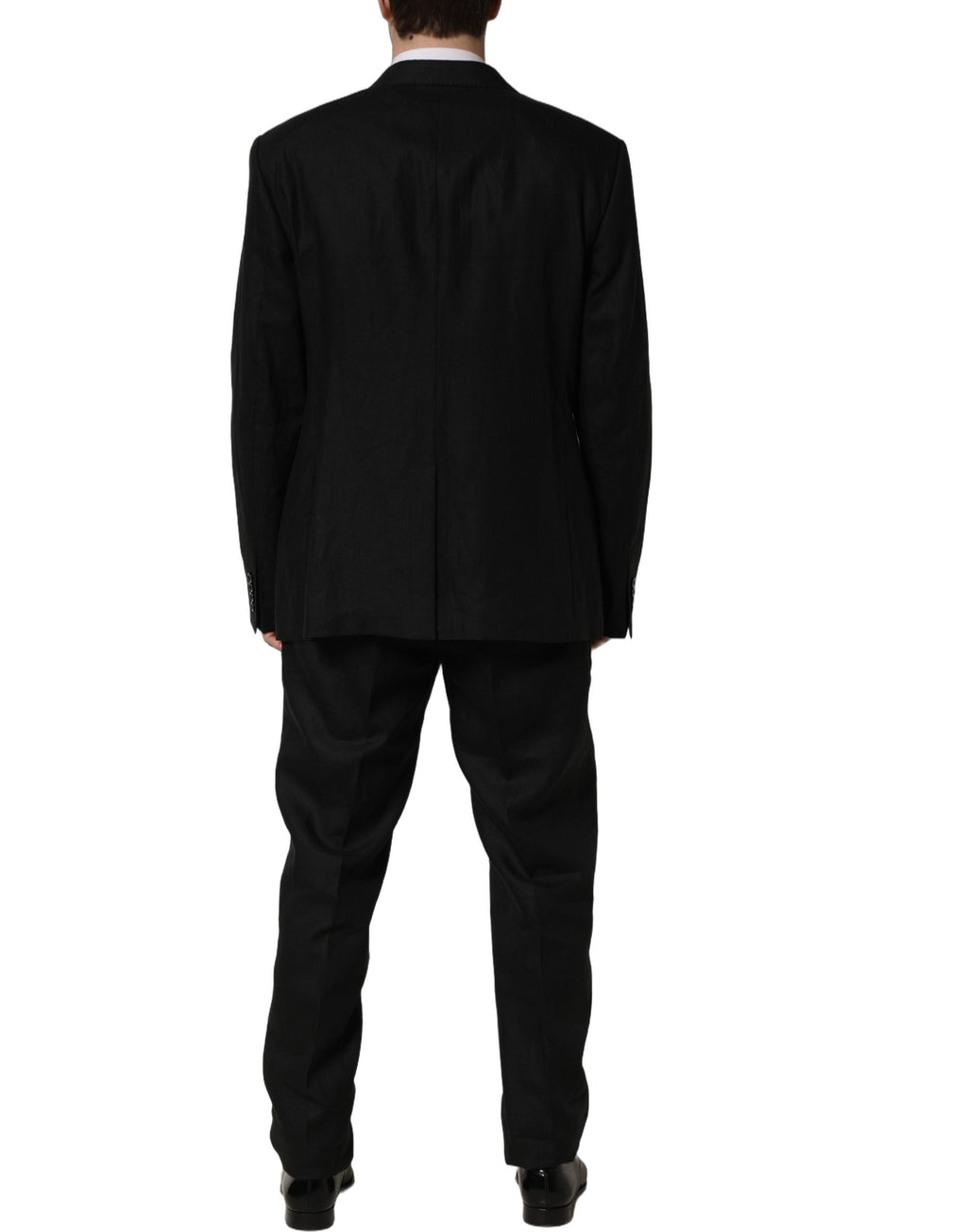 Dolce & Gabbana Black Linen Slim Fit Formal 2 Piece Suit