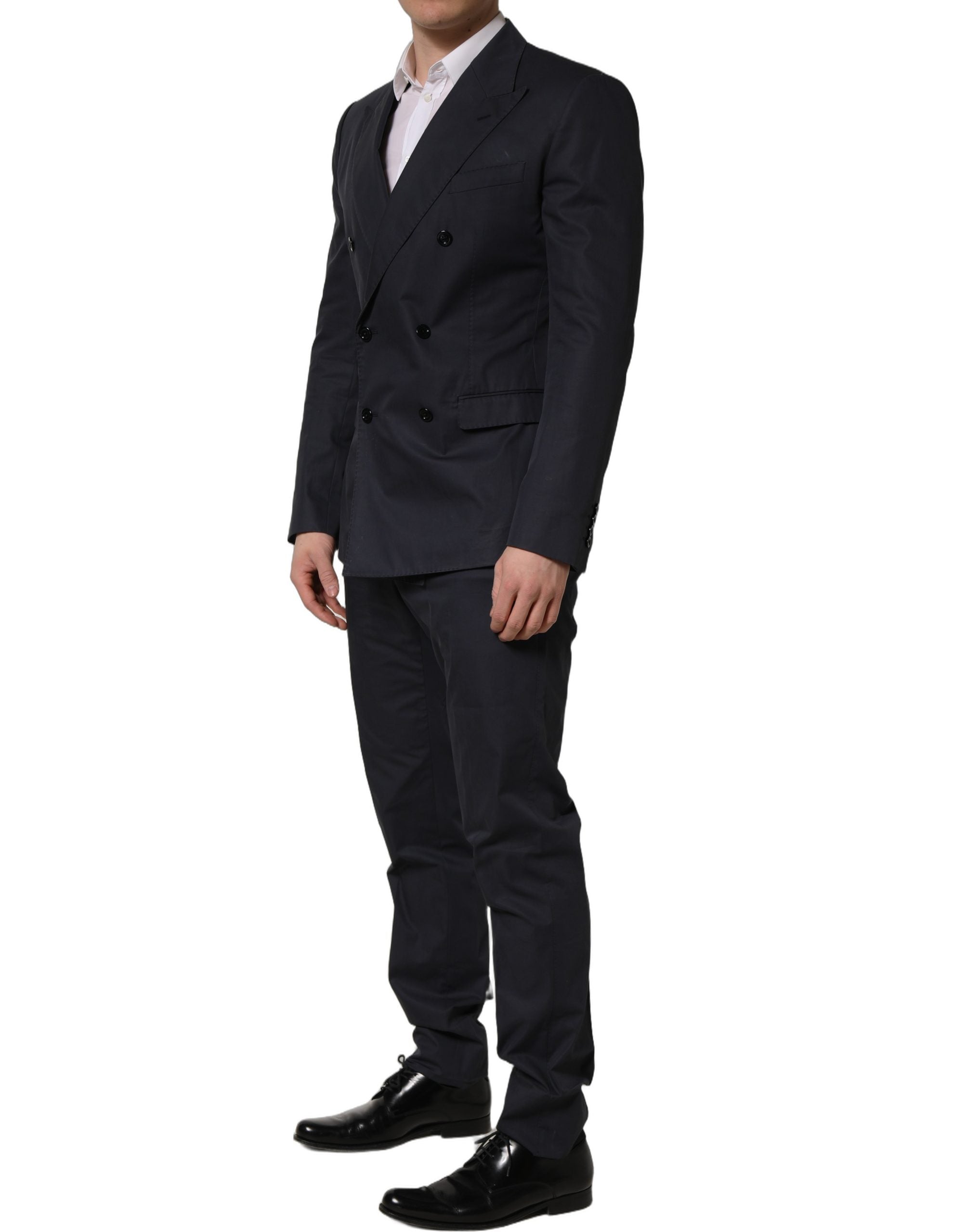Dolce & Gabbana Blue Cotton Slim Fit Formal 2 Piece Men Suit