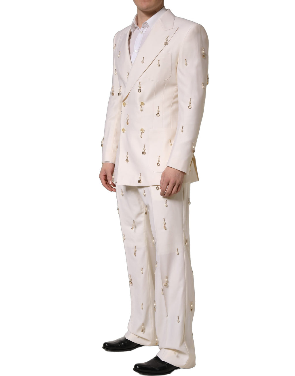 Dolce & Gabbana White Wool Slim Fit Formal 2 Piece Men Suit