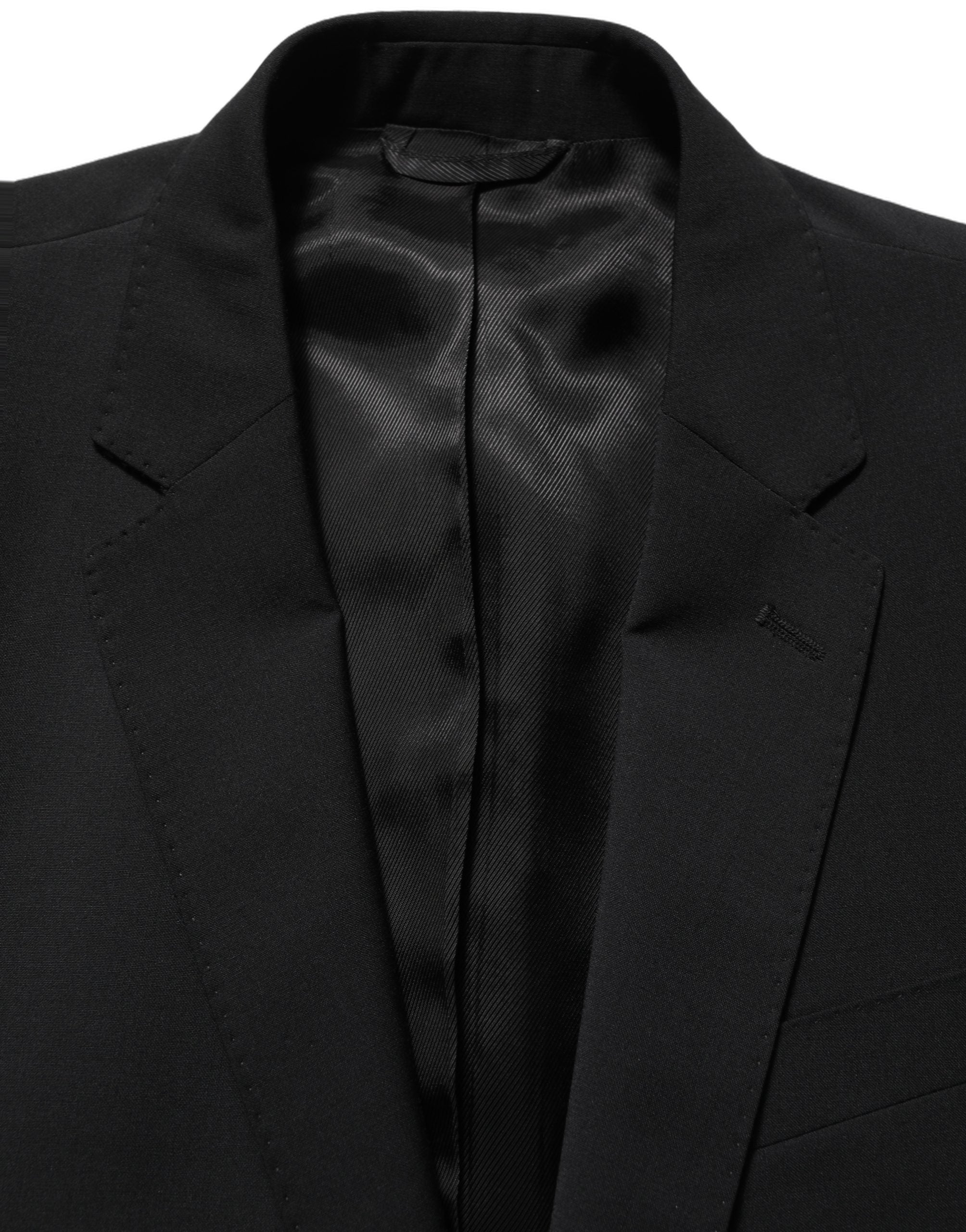 Dolce & Gabbana Black Wool Slim Fit Formal 2 Piece Men Suit