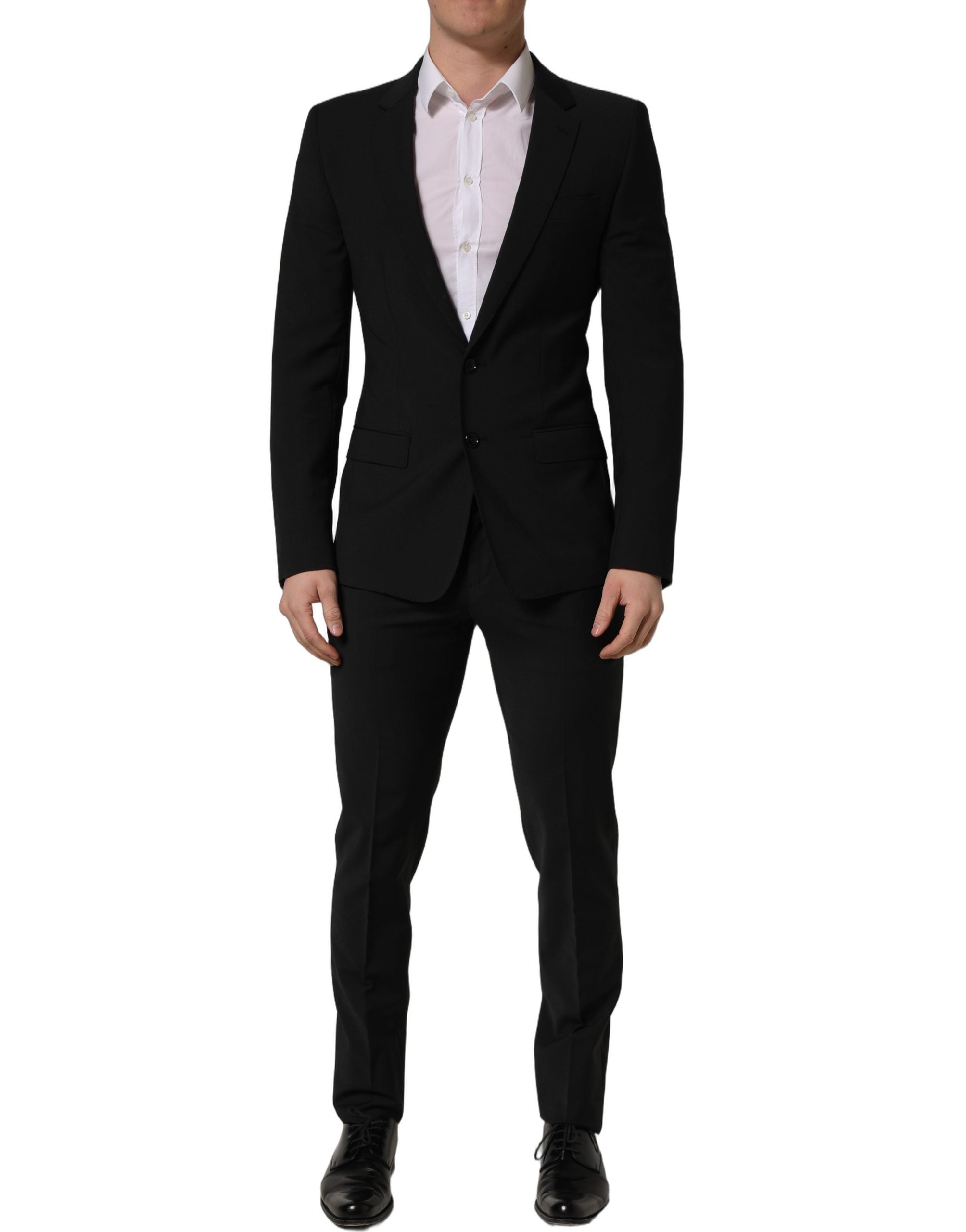 Dolce & Gabbana Black Wool Slim Fit Formal 2 Piece Men Suit