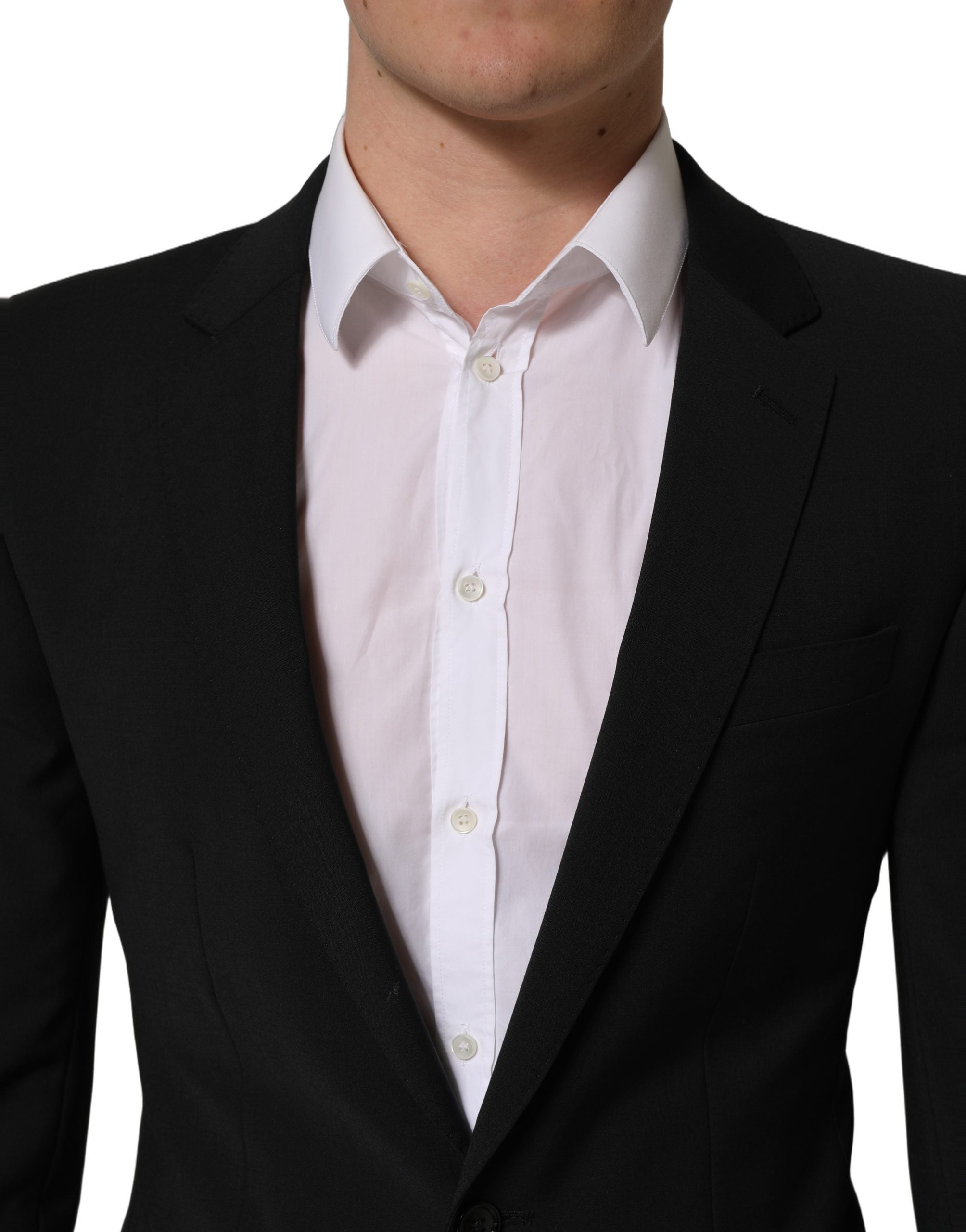 Dolce & Gabbana Black Wool Slim Fit Formal 2 Piece Men Suit