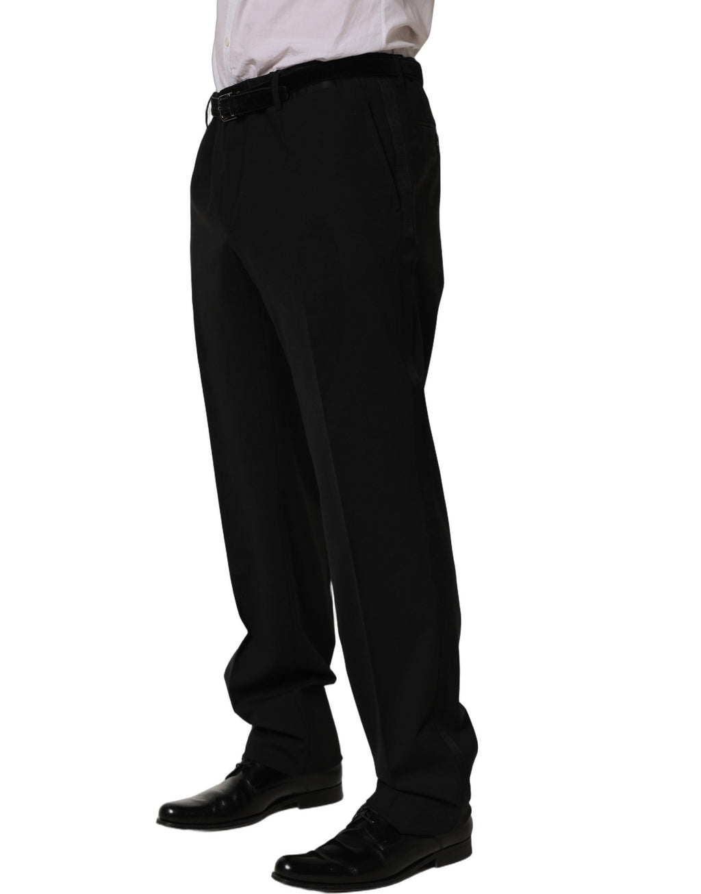 Dolce & Gabbana Black Wool Tapered Leg Dress Trouser Pants