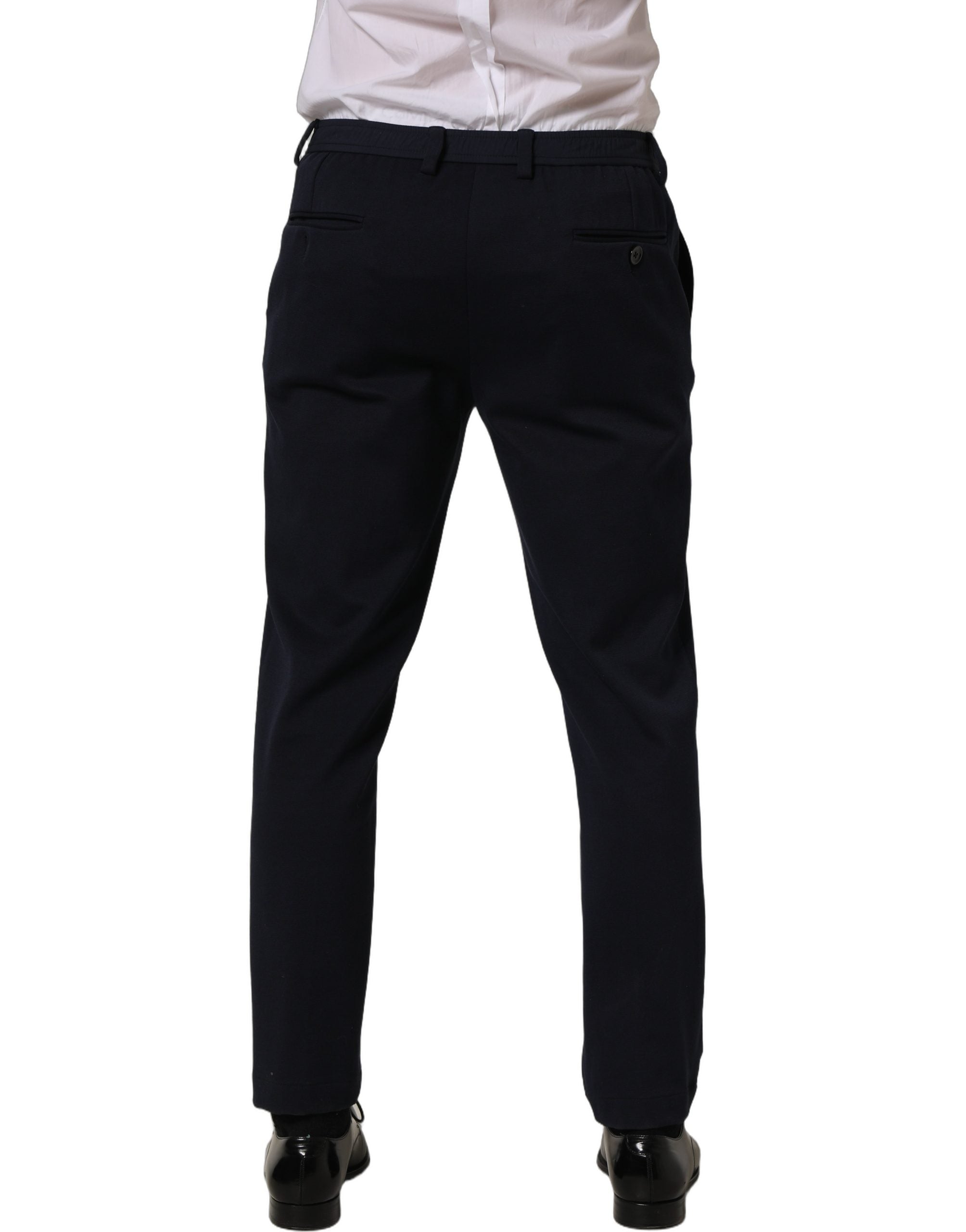 Dolce & Gabbana Black Cotton Tapered Leg Dress Trouser Pants