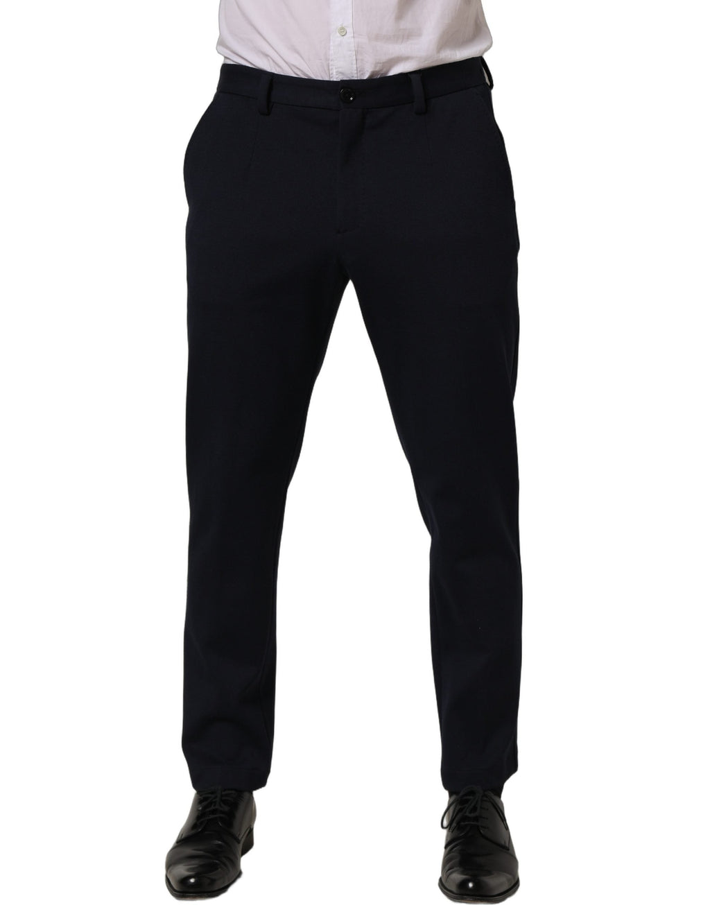 Dolce & Gabbana Black Cotton Tapered Leg Dress Trouser Pants