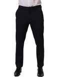 Dolce & Gabbana Black Cotton Tapered Leg Dress Trouser Pants