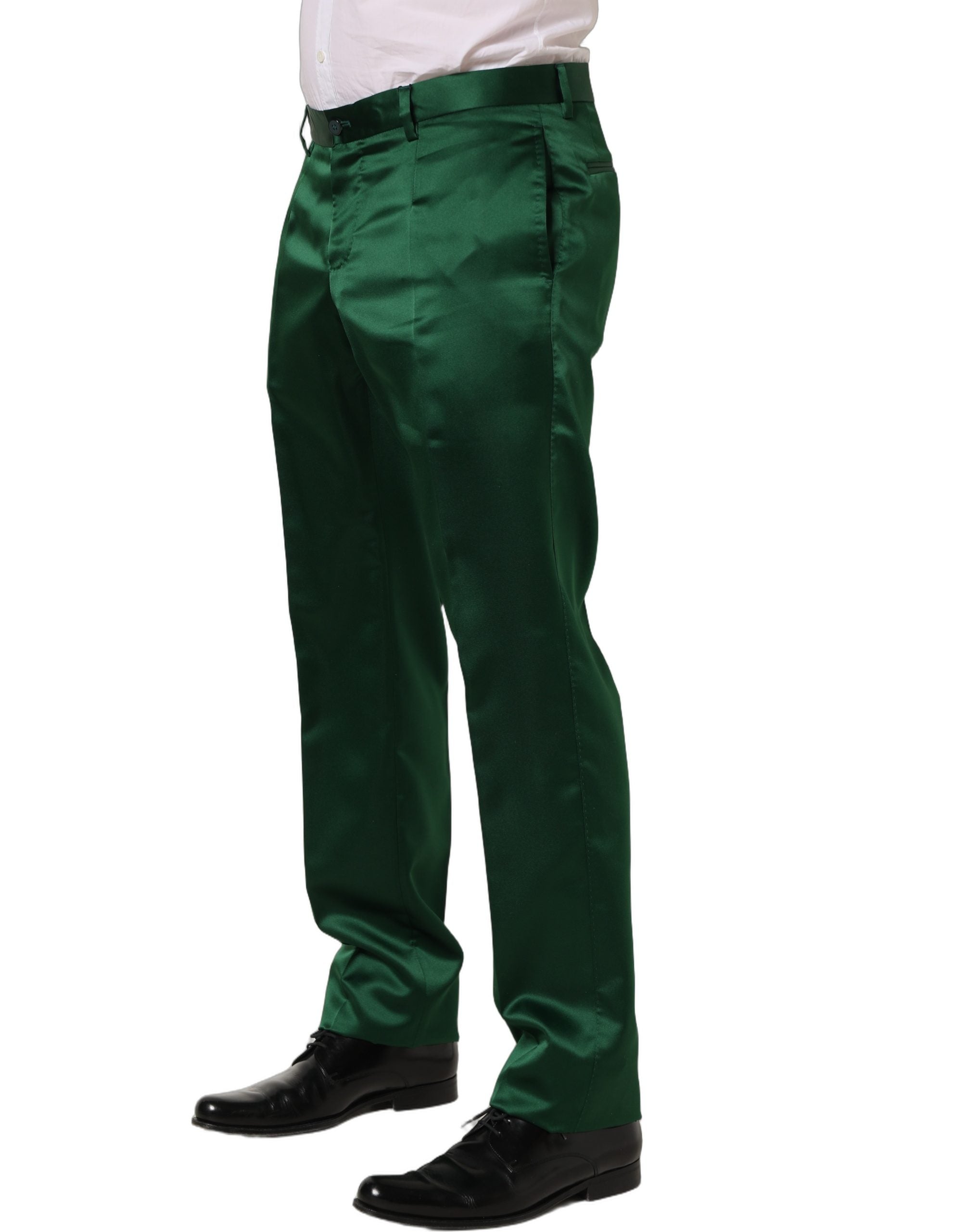 Dolce & Gabbana Dark Green Tapered Leg Dress Trouser Pants