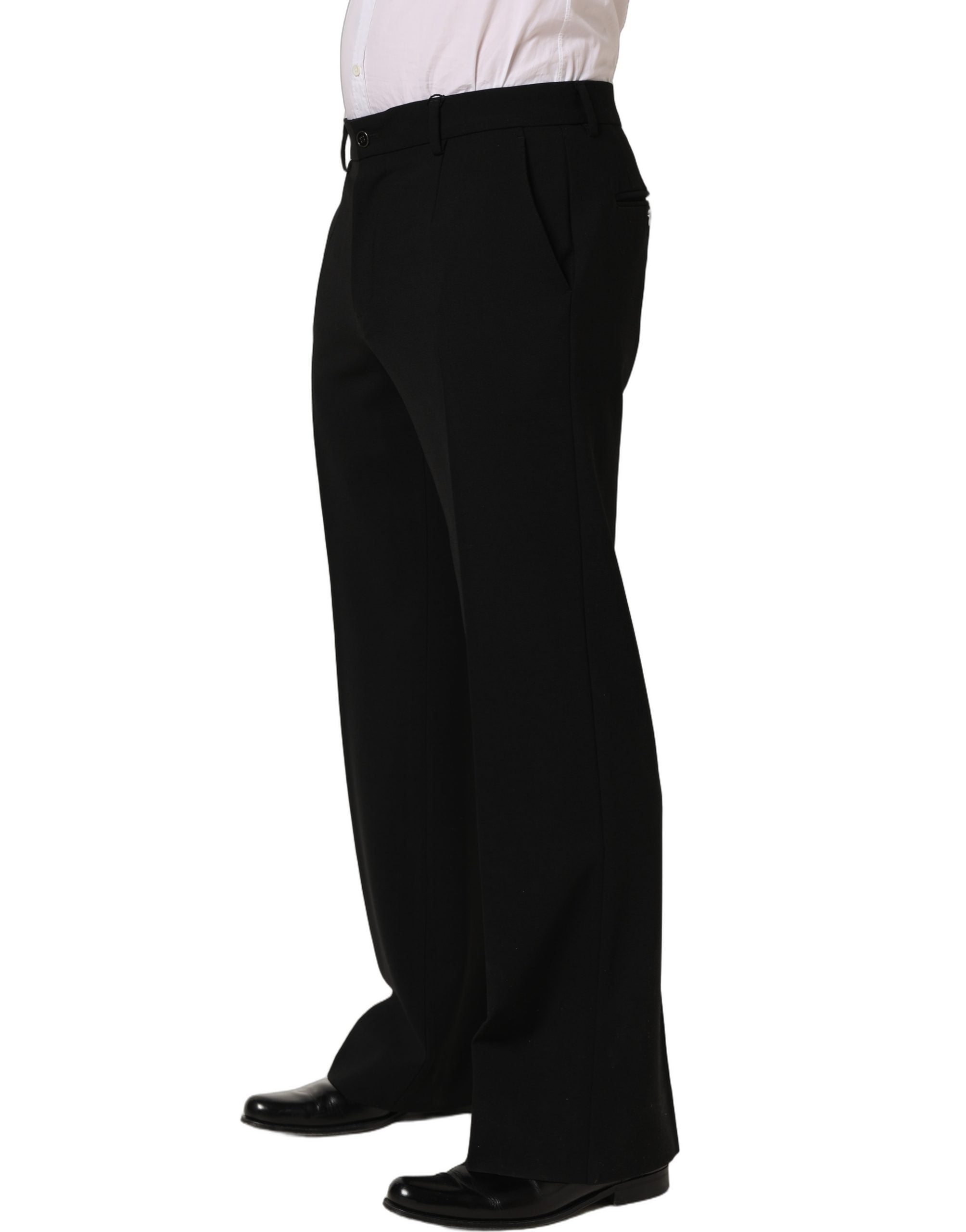 Dolce & Gabbana Black Wool Straight Men Dress Trouser Pants