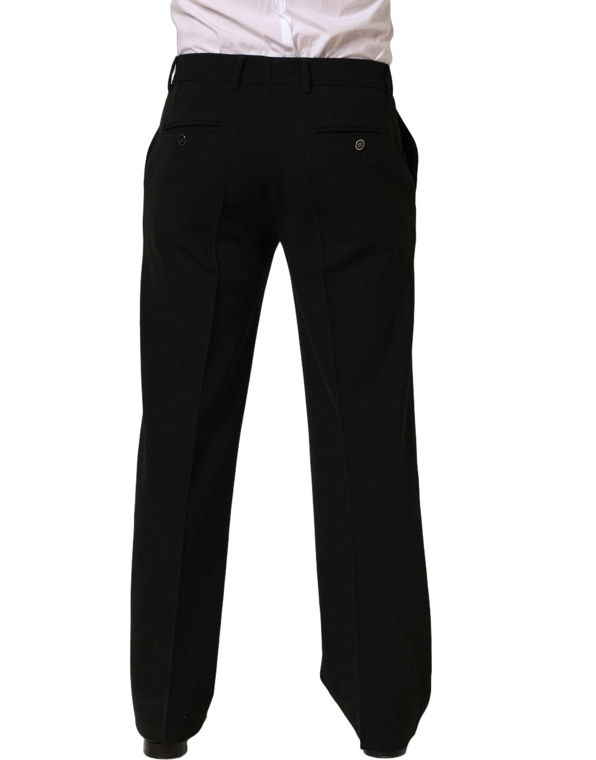 Dolce & Gabbana Black Wool Straight Men Dress Trouser Pants