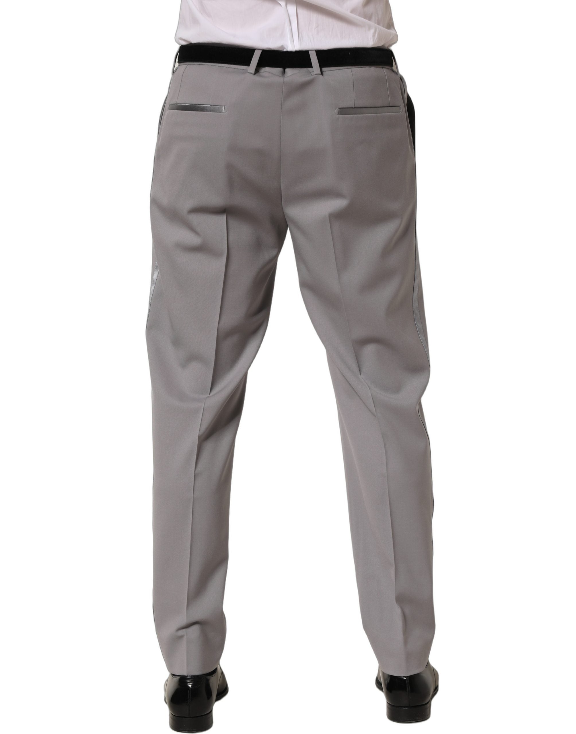 Dolce & Gabbana Gray Wool Tapered Men Dress Trouser Pants