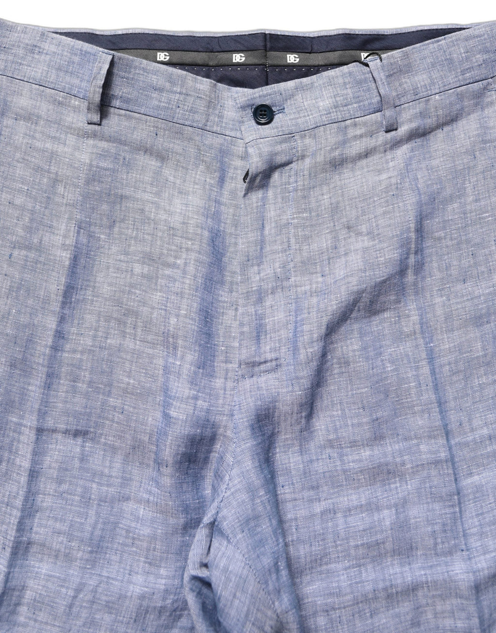 Dolce & Gabbana Light Blue Linen Straight Dress Trouser Pants
