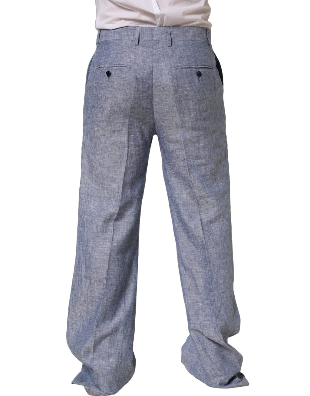 Dolce & Gabbana Light Blue Linen Straight Dress Trouser Pants