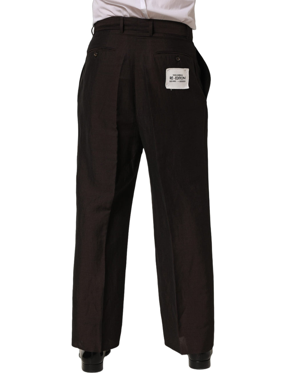 Dolce & Gabbana Brown Linen Straight Men Dress Trouser Pants