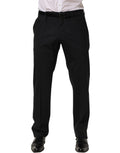 Dolce & Gabbana Black Wool Tapered Leg Dress Trouser Pants