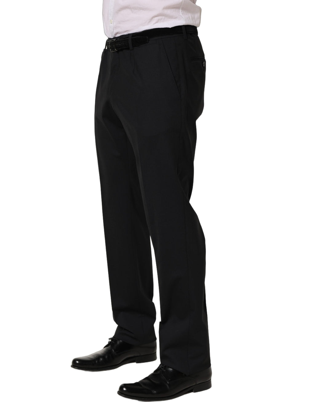Dolce & Gabbana Black Wool Tapered Leg Dress Trouser Pants