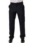 Dolce & Gabbana Black Wool Tapered Leg Dress Trouser Pants