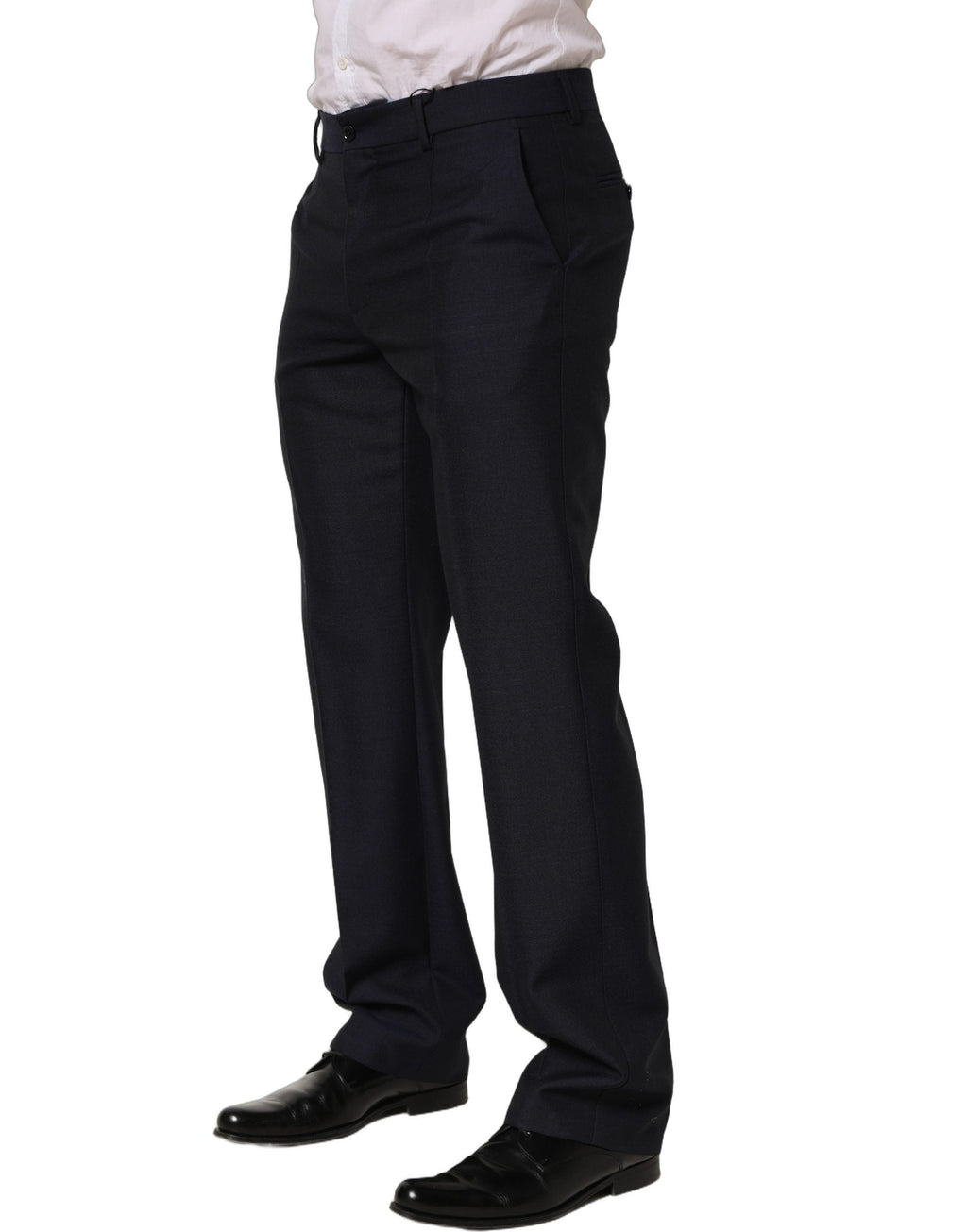 Dolce & Gabbana Black Wool Tapered Leg Dress Trouser Pants