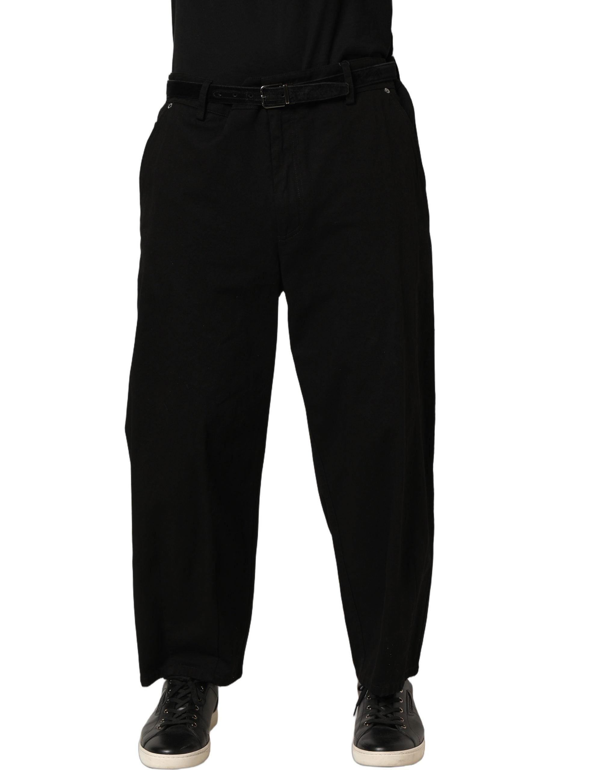 Dolce & Gabbana Black Mid Waist Straight Men Trouser Pants