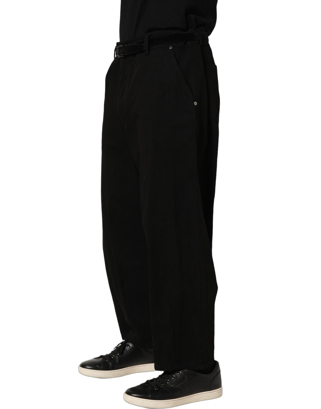 Dolce & Gabbana Black Mid Waist Straight Men Trouser Pants