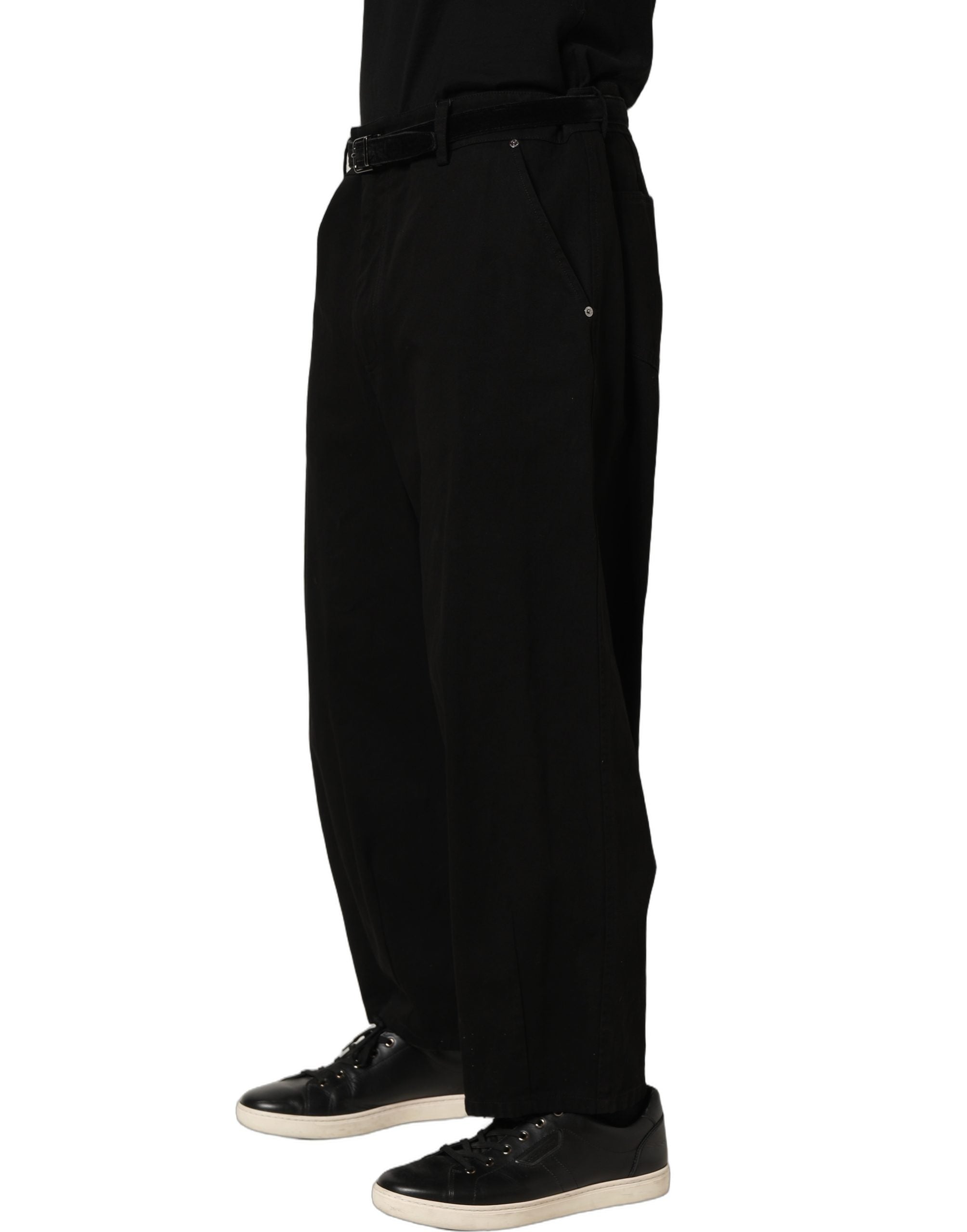 Dolce & Gabbana Black Mid Waist Straight Men Trouser Pants