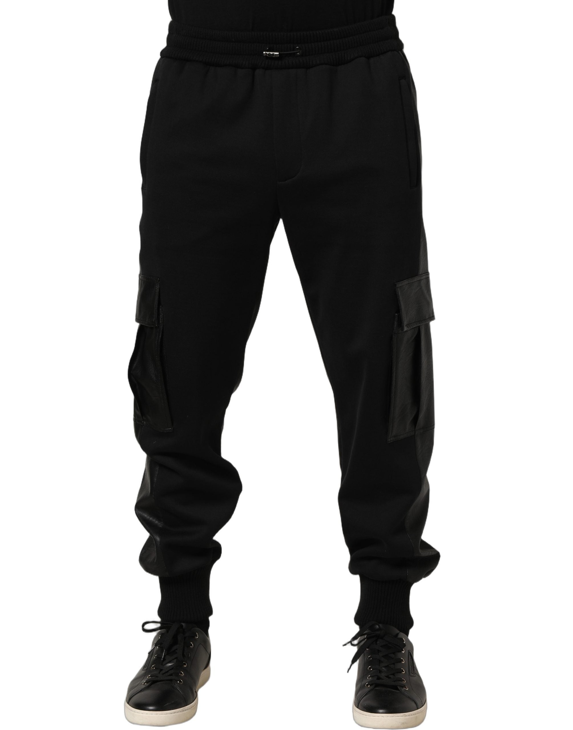 Dolce & Gabbana Black Mid Waist Cargo Jogger Sweatpants Pants