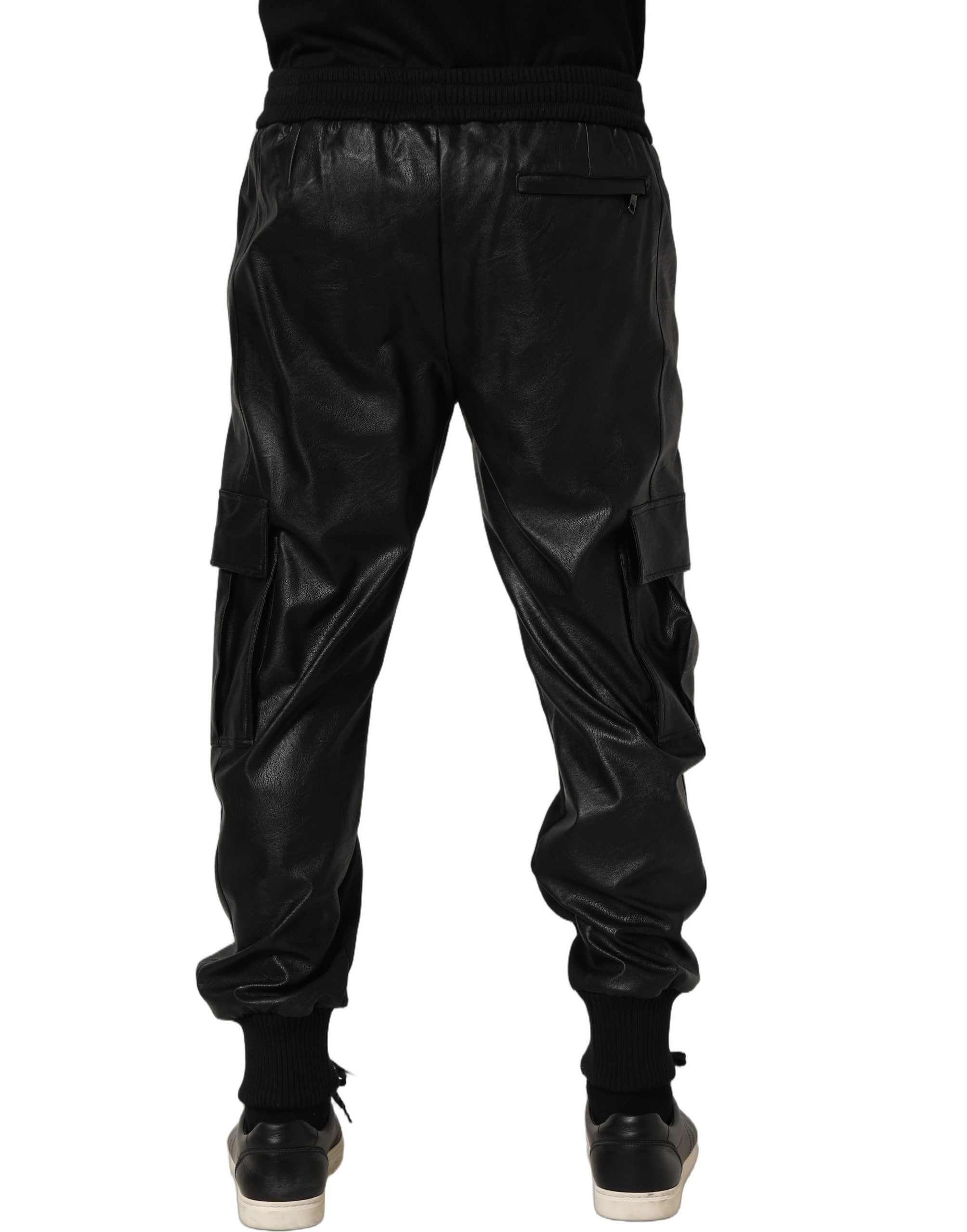 Dolce & Gabbana Black Mid Waist Cargo Jogger Sweatpants Pants