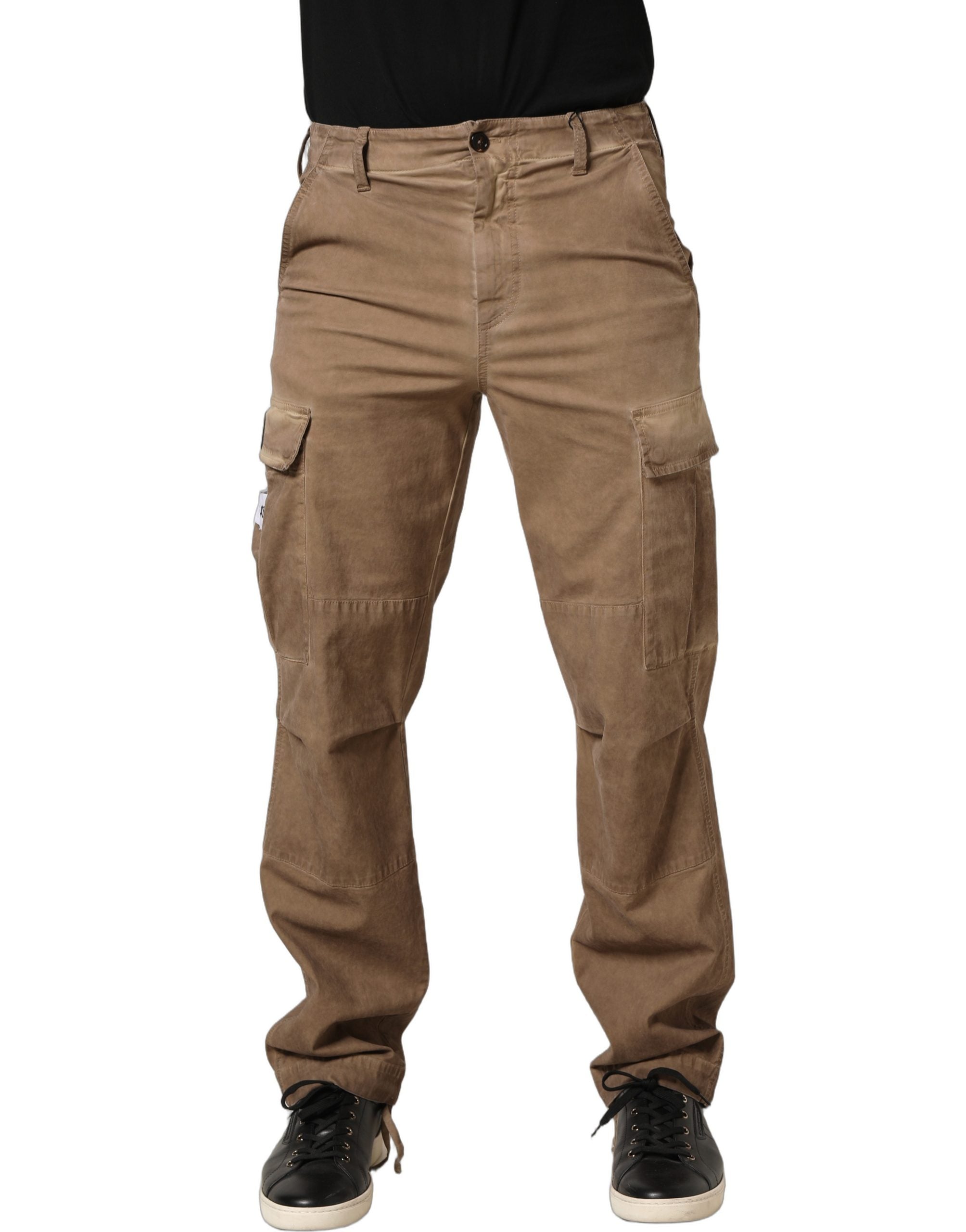 Dolce & Gabbana Brown Mid Waist Cargo Straight Trouser Pants