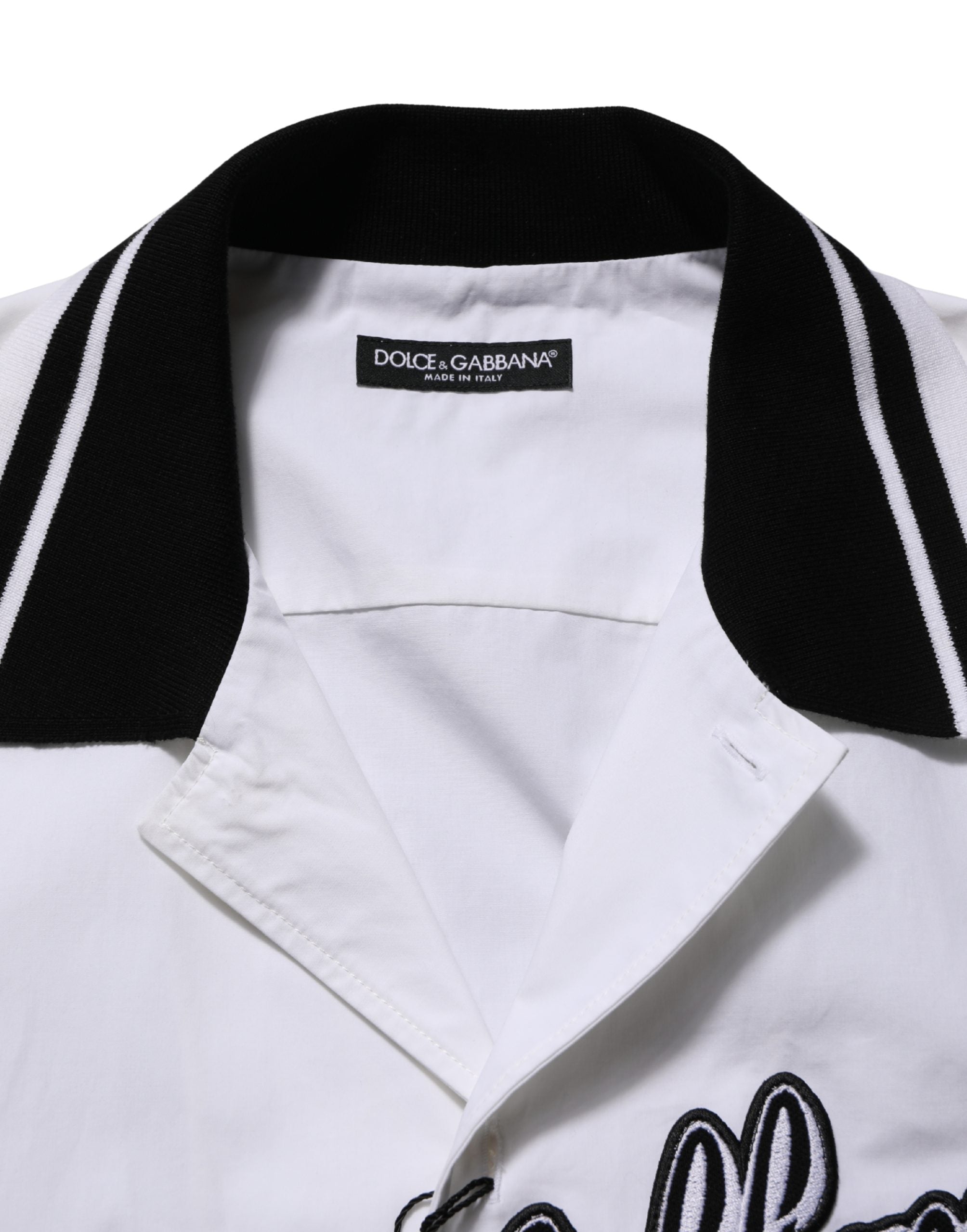 Dolce & Gabbana White LogoPatch Cotton Baseball Casual Shirt