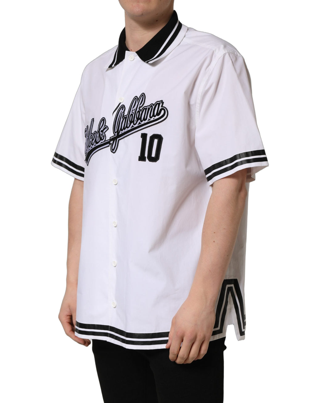 Dolce & Gabbana White LogoPatch Cotton Baseball Casual Shirt