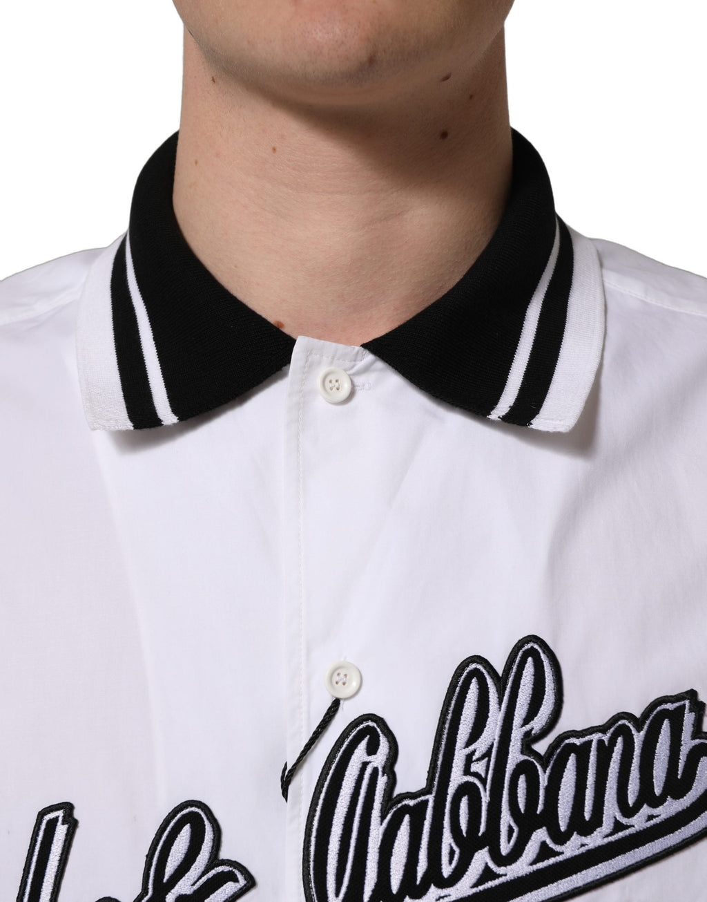 Dolce & Gabbana White LogoPatch Cotton Baseball Casual Shirt