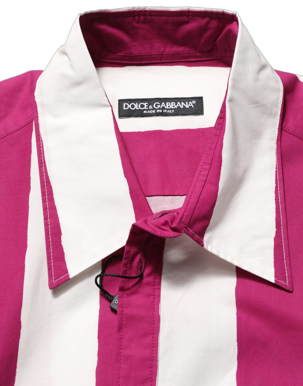 Dolce & Gabbana White Maroon Striped Men Short Sleeves Shirt