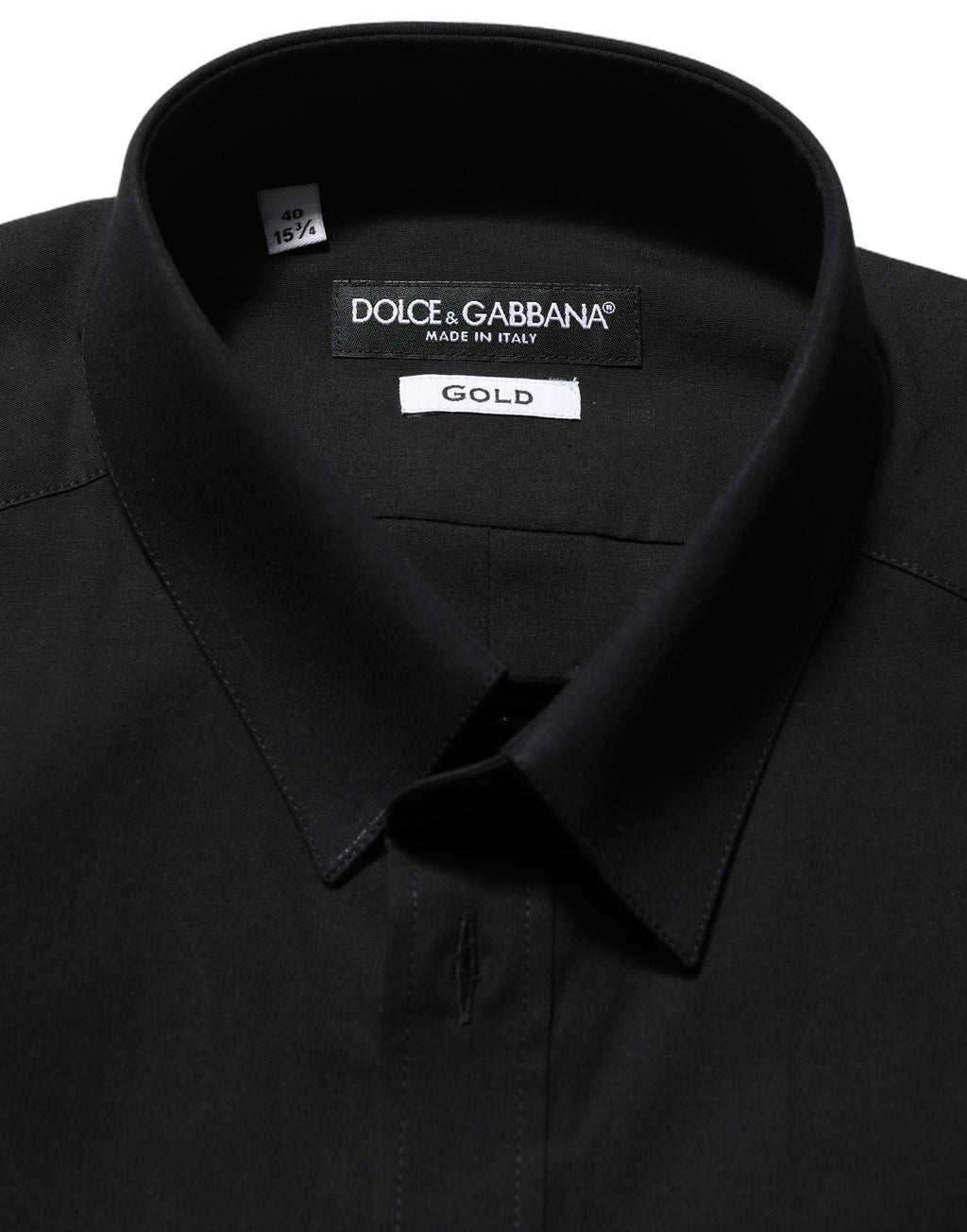 Dolce & Gabbana Black Cotton Stretch GOLD Fit Dress Shirt