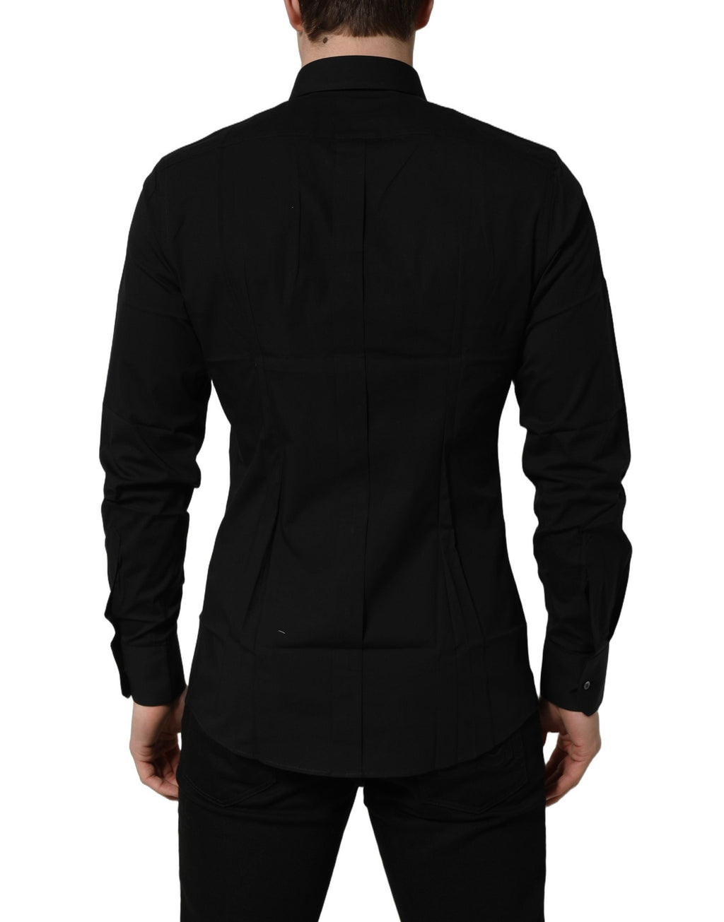 Dolce & Gabbana Black Cotton Stretch GOLD Fit Dress Shirt