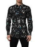 Dolce & Gabbana Black Jazz Club Cotton GOLD Fit Dress Shirt